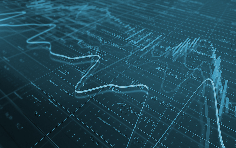 decorative illustration: chart and stock prices background.
